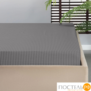 Medsleep ЛИНДАУ сер Простыня на резинке 180х200х25-1, 1 пр., хл