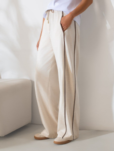 Прямые брюки с лампасами из эластичного футера двухнитки без начеса