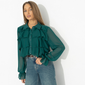 Блуза на пуговицах, Гипнотический стиль (зеленая)