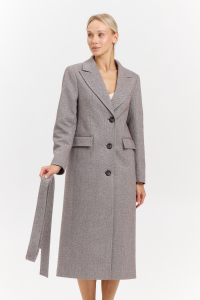 Пальто женское демисезонное 27210 (коричневый/ёлочка)