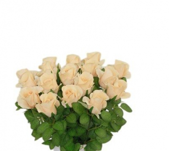 Искусственные цветы, Кашпо белое с розами 