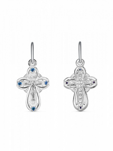 Крест с фианитом родированный серебро 925*