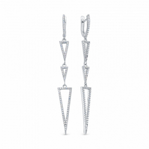 Серьги с фианитом родированные серебро 925*