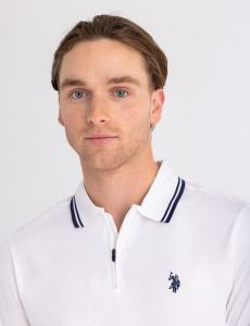 ZIPPER PLACKET TIPPED JERSEY POLO SHIRT