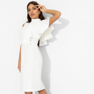 Платье со съемным воланом, Разрешите пригласить (белое)