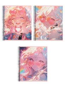 Тетрадь 96 листов, в клетку, на гребне, Аниме. Девочка в очках