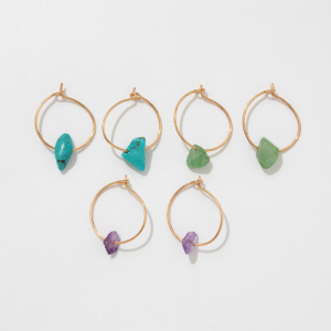 Серьги кольца «Дары», набор 3 пары, разноцветный в золоте