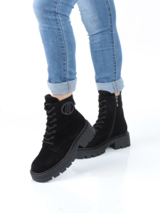 04-M3-1477 BLACK Ботинки зимние женские (натуральная замша, натуральный мех)