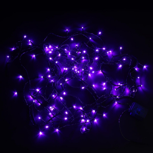 Гирлянда 140 LED 12 м зелёный провод сиреневая