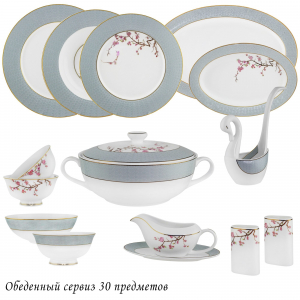 145-627 Обеденный сервиз 30пр. САКУРА в под.уп.(х2)Костяной фарфор