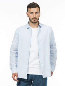 Рубашка regular из хлопка и льна