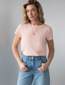 Базовая футболка полуприлегающая из премиального хлопка с эластаном