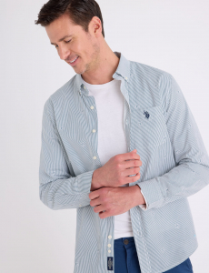 LONG SLEEVE COTTON STRETCH LOGO MADRAS SHIRT