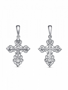 Крест из серебра литье с фианитом аметист