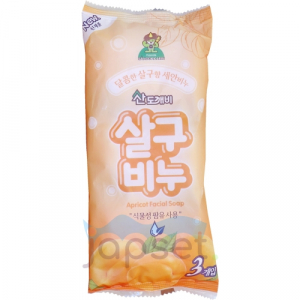 Косметическое туалетное мыло для лица на основе плодов масличной пальмы с ароматом абрикоса, 3 шт. х 90 гр