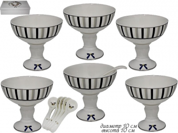 304-068 Набор из 6 креманок 10см. с ложками PARIS в под.уп.(х6)Фарфор