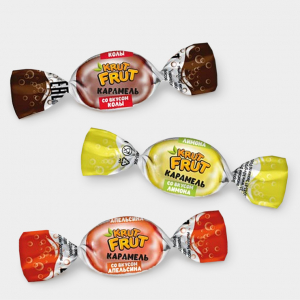 «KrutFrut», карамель с шипучей начинкой кола, апельсин, лимон (упаковка 0,5 кг)