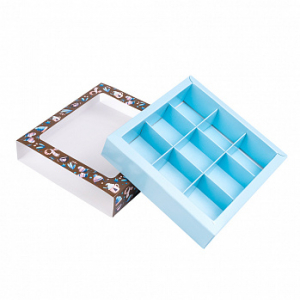 Коробка с обечайкой для 9 конфет с разделителями 