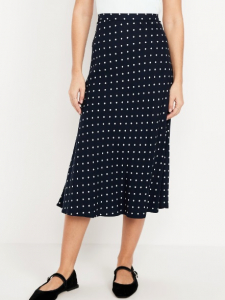 Crepe A-Line Midi Skirt