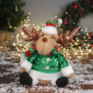 Игрушка мягкая «Олень в полосатом колпаке» сидит, 44?19 см