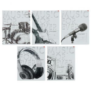 Тетрадь 24 листа в линейку, Music.Black&White, обложка мелованная бумага, МИКС