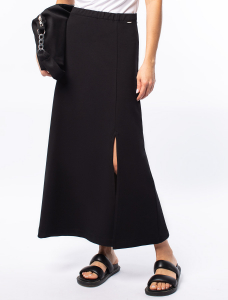 Юбка с разрезом из тонкого премиального футера с эластаном