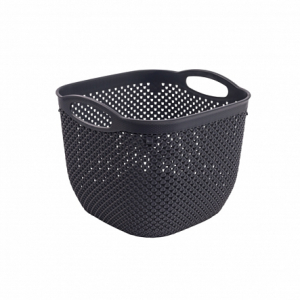 Корзина DIAMOND тёмно-серая 22х22х17.5см круглая с ручками