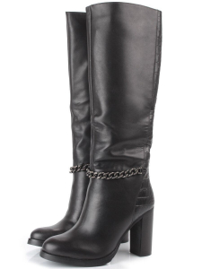 X655-G1514RM N969 BLACK Сапоги зимние женские (натуральная кожа, натуральная байка, натуральный мех)