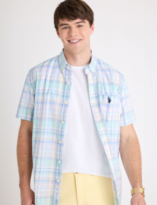 SHORT SLEEVE PLAID POPLIN SHIRT