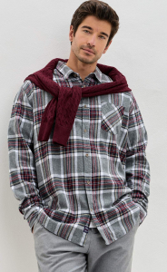 Рубашка F521-0460 grey-bordo