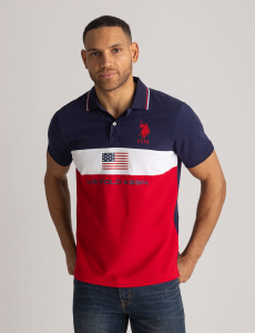 FLAG COLOR BLOCK PIQUE POLO SHIRT