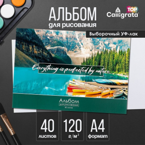 Альбом для рисования Calligrata «Природа» А4, 40 листов на склейке, обложка мелованный картон, выборочный УФ-лак, блок офсет 120 г/м?