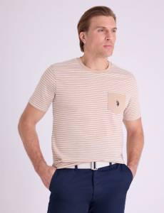 YARN DYE JERSEY STRIPE T-SHIRT WITH CHEST POCKET