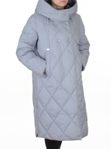 8388 GRAY/LT. BLUE Пальто стеганное зимнее женское оверсайз (200 гр. холлофайбер)