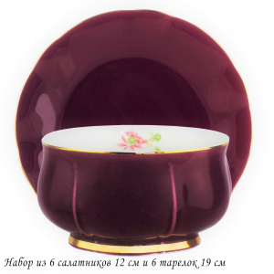 133-366 Набор 6 салатников 12см и 6 тарелок 19см MULTICOLOR в под.уп.(х4)Фарфор