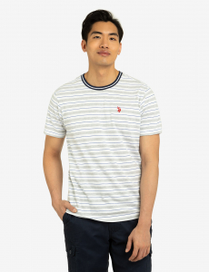 YARN DYE STRIPE JERSEY CREW NECK T-SHIRT