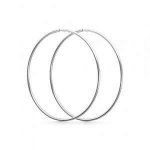 Серьги родированные сеч.круг 1,3 d-40 мм серебро 925*