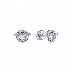 Серьги с фианитом родированные серебро 925*