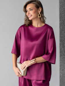 Блузка свободная из струящегося плотного сатина