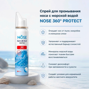 Спрей для промывания носа с морской водой NOSE 360° PROTECT