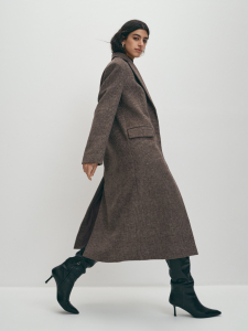 Длинное демисезонное шерстяное пальто