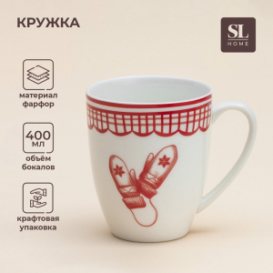Кружка новогодняя SL Home «Прекрасное время», 400 мл, 9?10 см, фарфор, белая