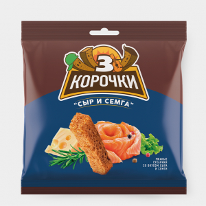 «3 Корочки», сухарики со вкусом сёмги с сыром, 100 г