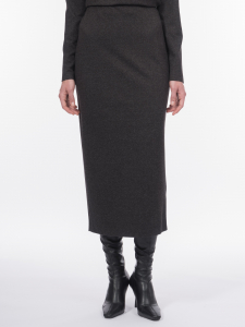 Трикотажная юбка миди на резинке с высоким разрезом