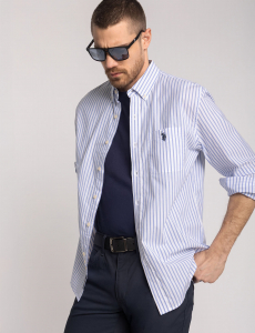 LONG SLEEVE FINE MADRAS STRIPE WOVEN SHIRT