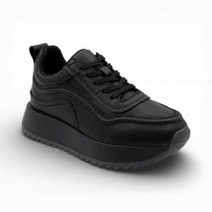 Кроссовки из натуральной кожи ZJ005-3 черные