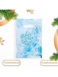 Пакет подарочный новогодний «Морозный узор», полиэтиленовый с вырубной ручкой, 20?30 см, 30 мкм