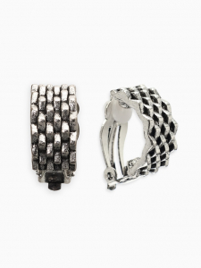 Серьги клипсы для ушей QF «Плетение», цвет чернёное серебро