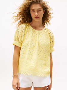 Embroidered Eyelet Short-Sleeve Top