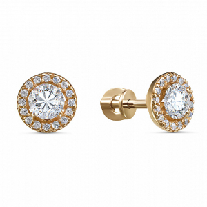 Серьги с фианитом позолоченные серебро 925*